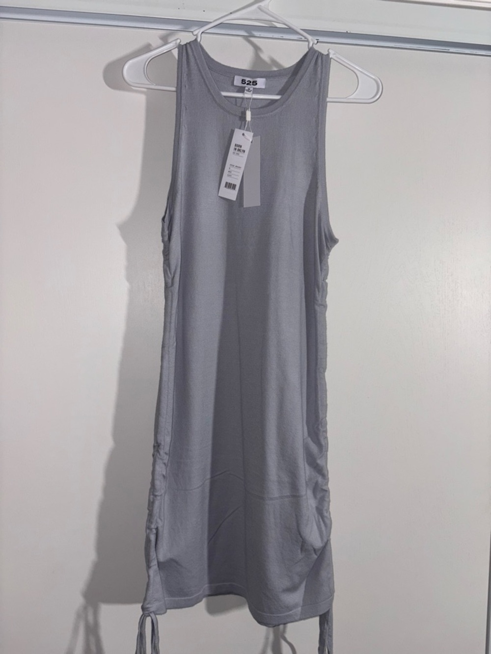 525 Sleeveless Grey Drawstring Midi Dress
